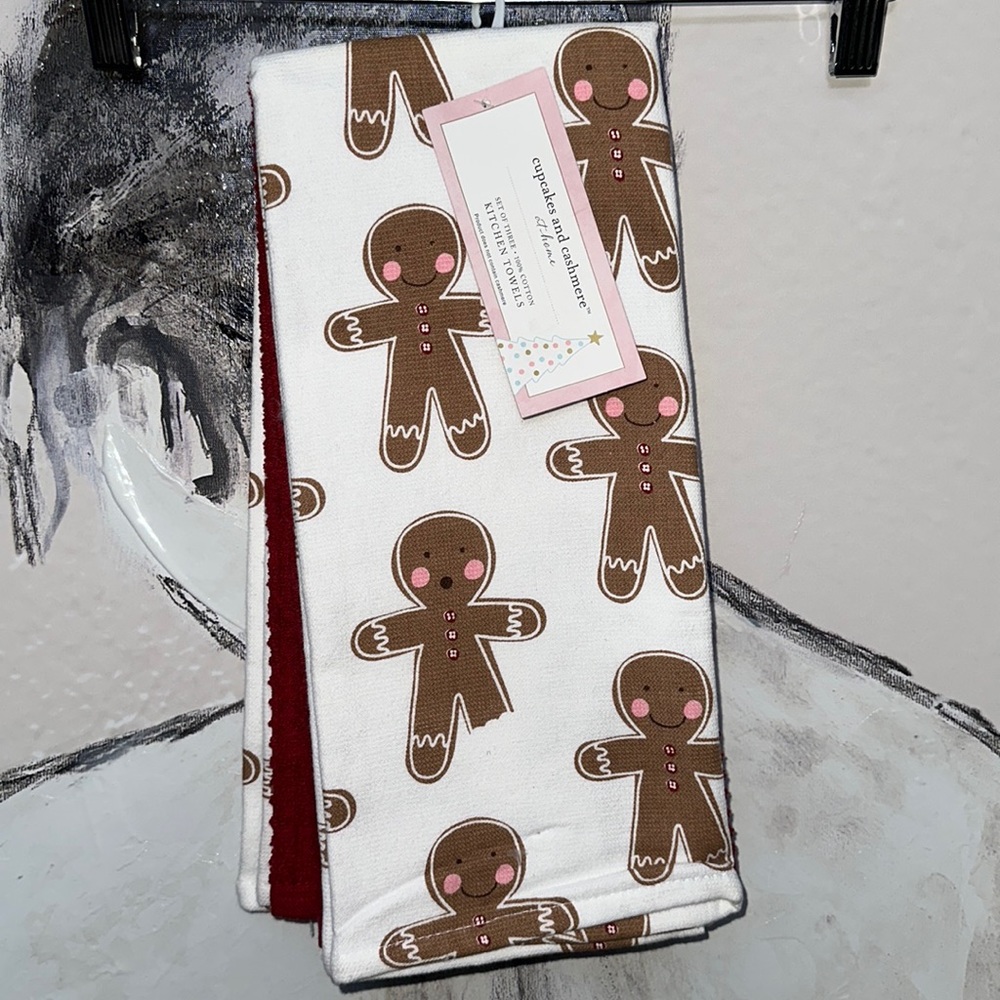 Gingerbread man kitchen towels set of 3